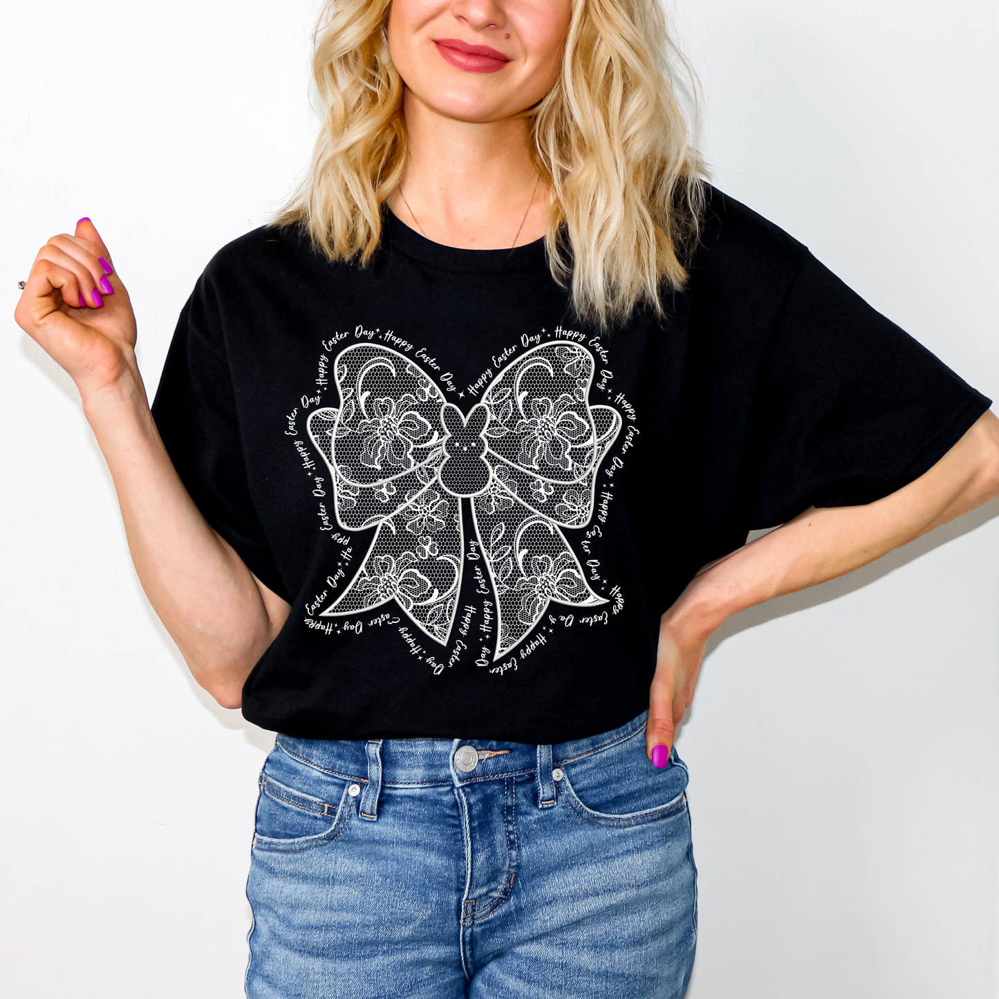 Lace happy easter day bow