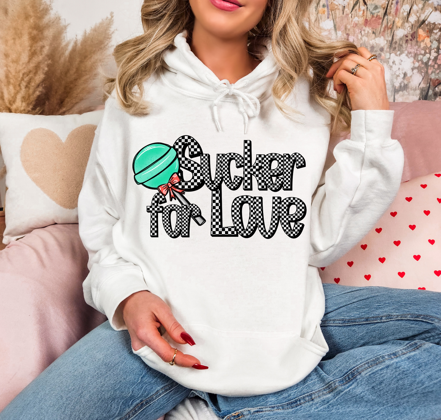 Sucker For Love Black And White Checkered