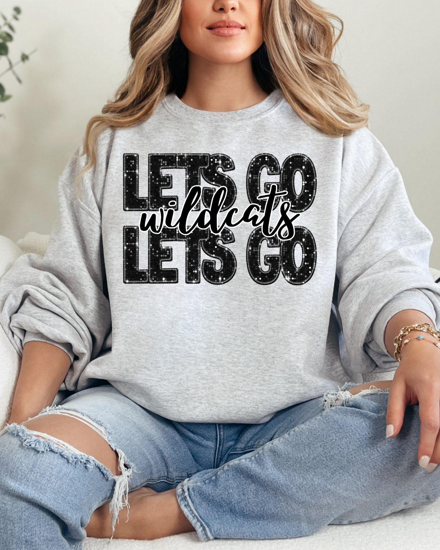 Lets Go Wildcats Black Glitter