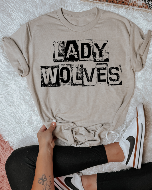 Lady Wolves Black And White Spray Paint Letters