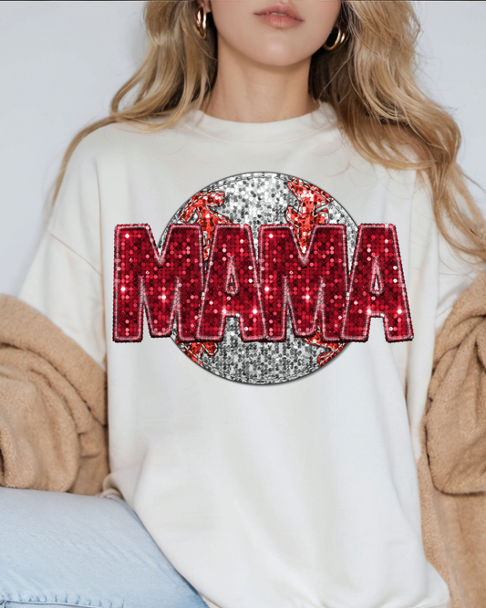 Mama Red Glitter Baseball