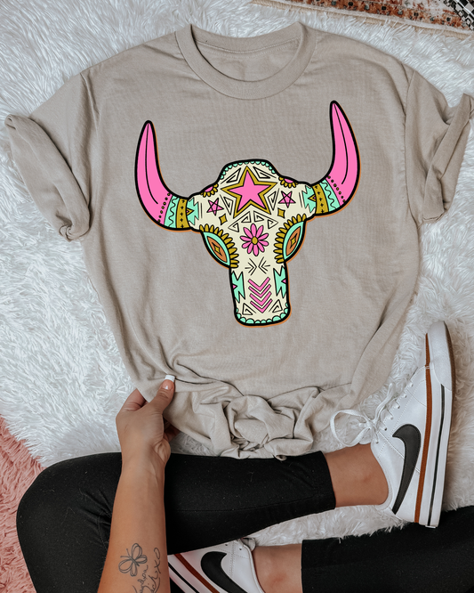 Cow Skull With Pink