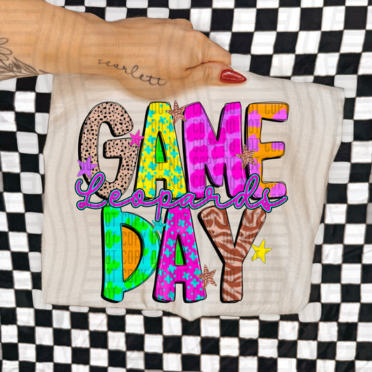 GAME DAY LEOPARDS COLORFUL CHEETAH ZEBRA STARS