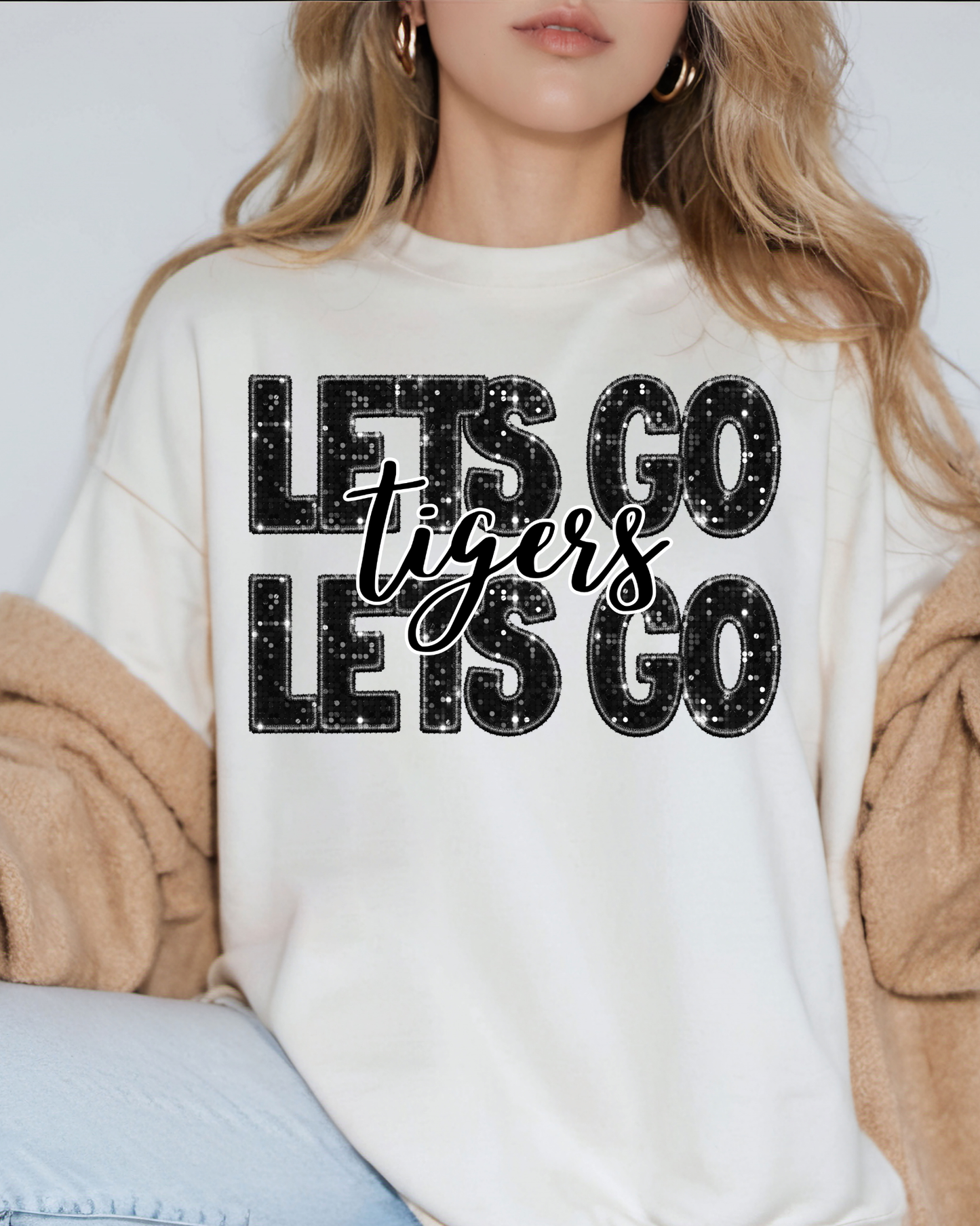 Lets Go Tigers Black Glitter