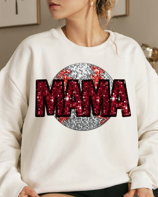 Mama Maroon Glitter Baseball