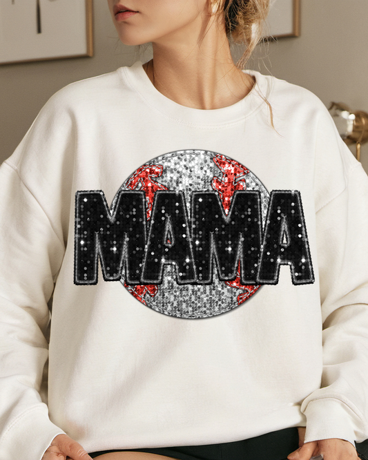 Mama Black Glitter Baseball