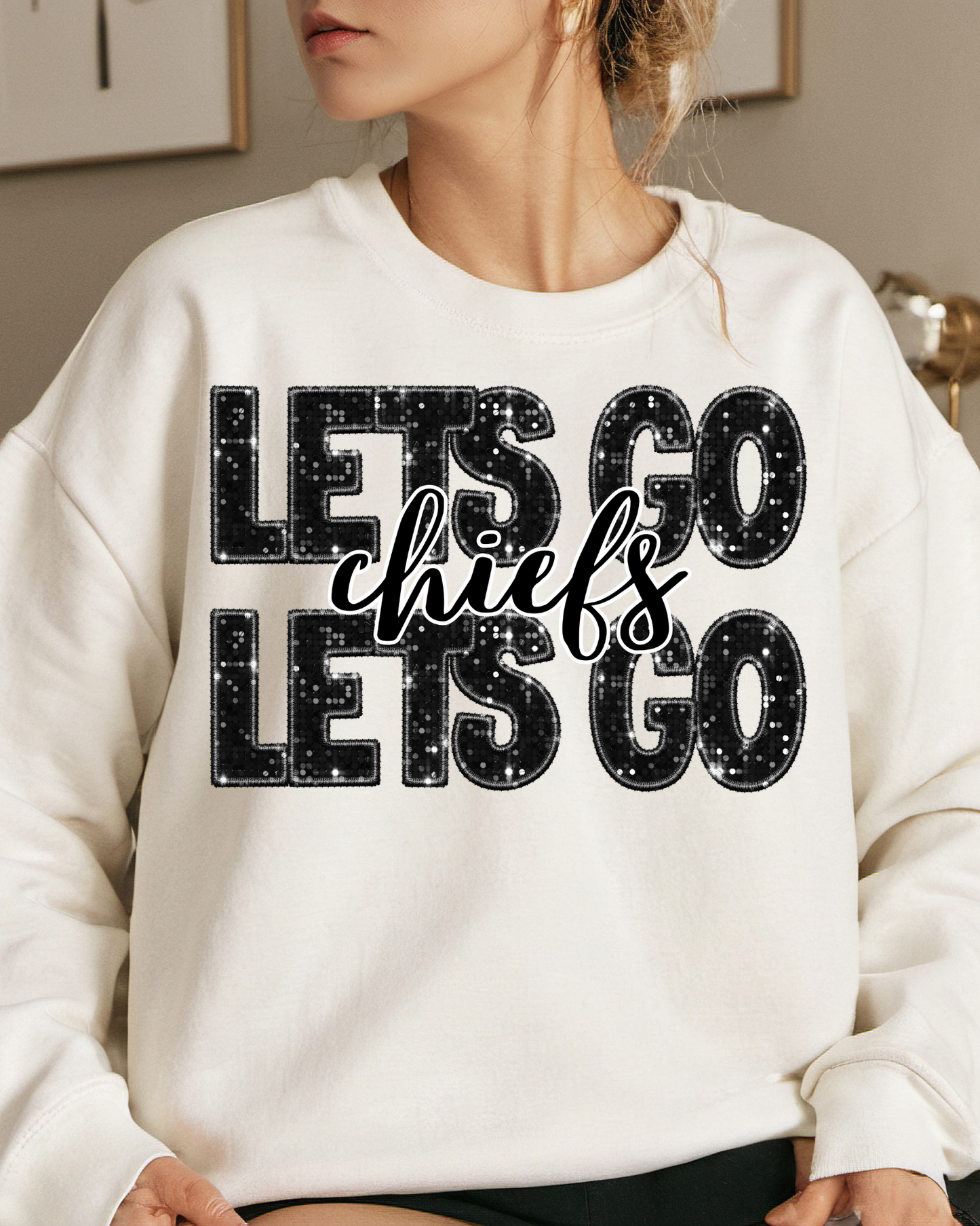 Lets Go Chiefs Black Glitter