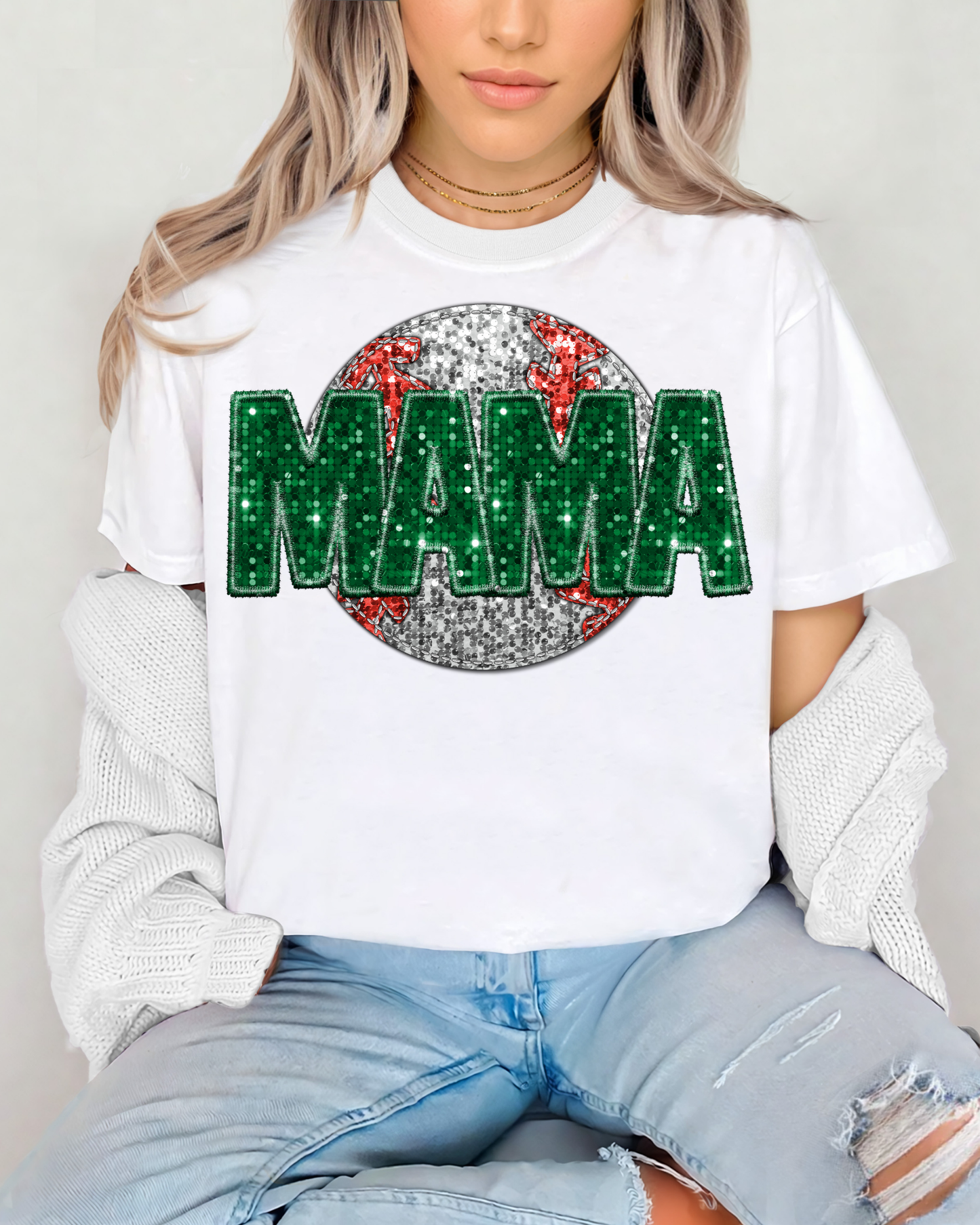 Mama Black Green Baseball