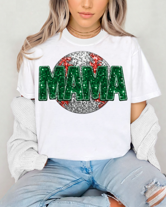 Mama Black Green Baseball