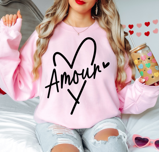Amour Black Cursive Letters With Heart