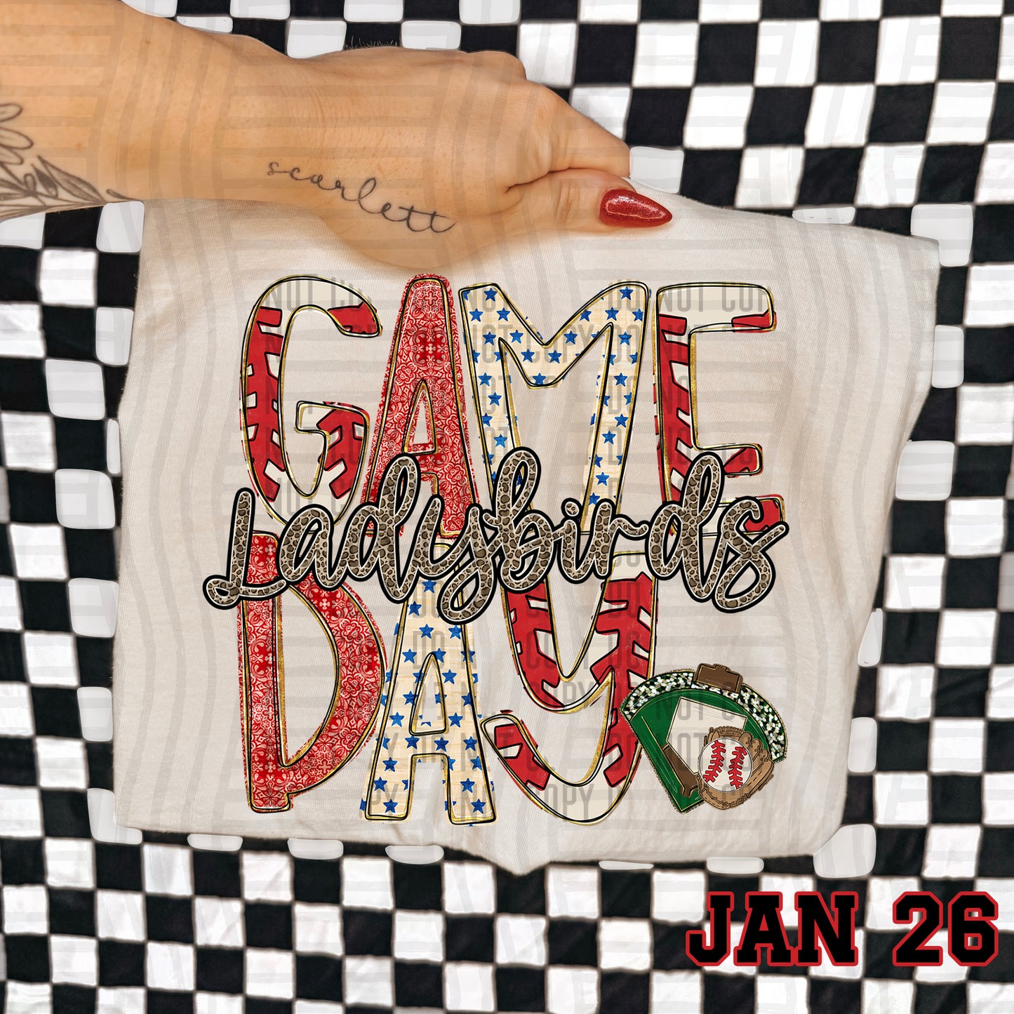 BASEBALL GAME DAY CHEETAH LADYBIRDS