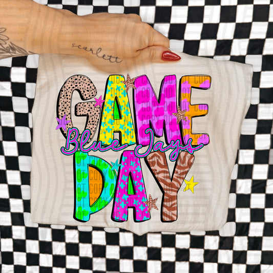 GAME DAY BLUE JAYS COLORFUL CHEETAH ZEBRA STARS