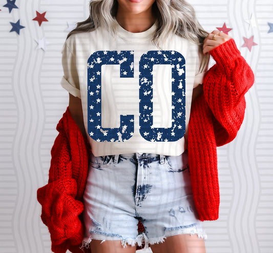 CO BLUE WITH STARS & DISTRESSED