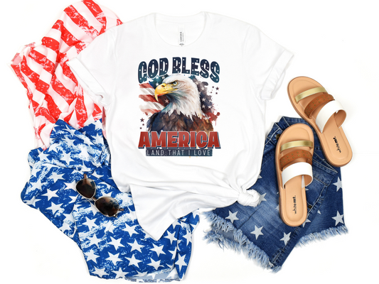 God Bless America Land That I love Eagle Flag