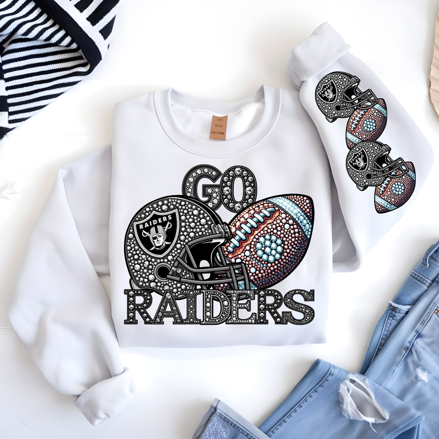 Diamond Studded Football - RAIDERS - CHEST