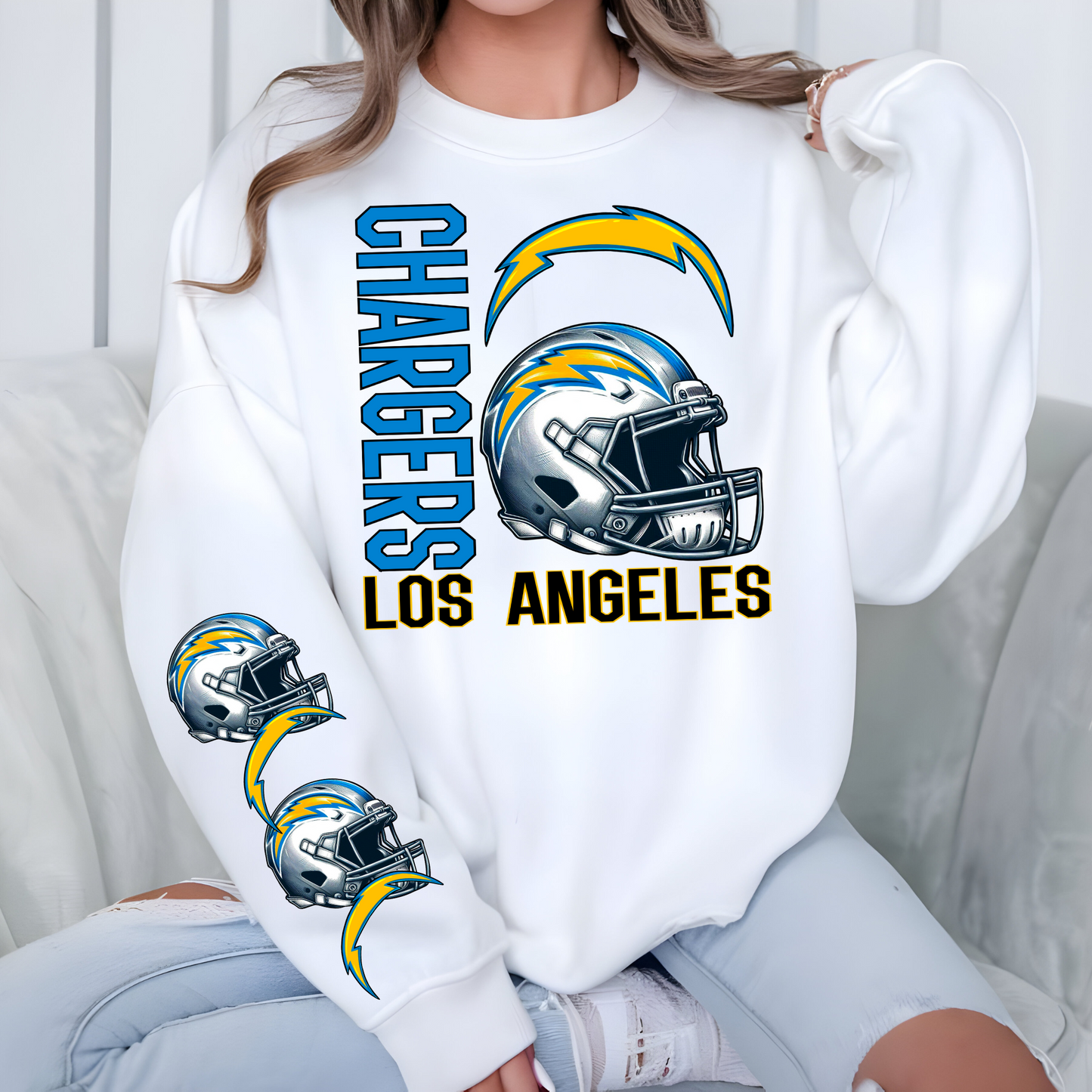 Los Angeles Chargers Helmet And Logo-Sleeve