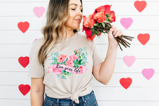 Live Your Life Floral Heart