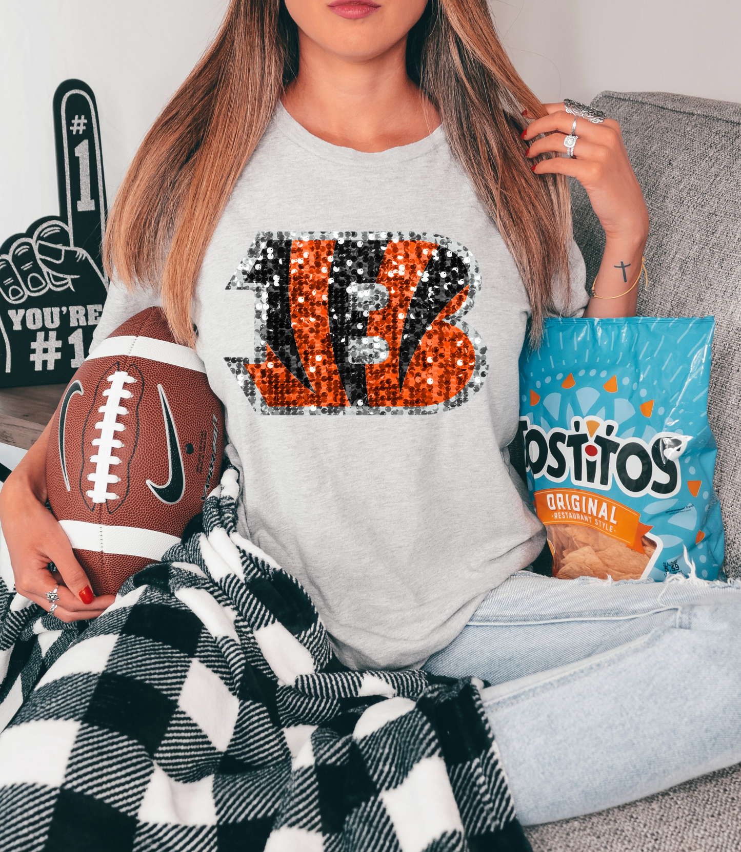 Cincinnati Bengals logo - faux sequin