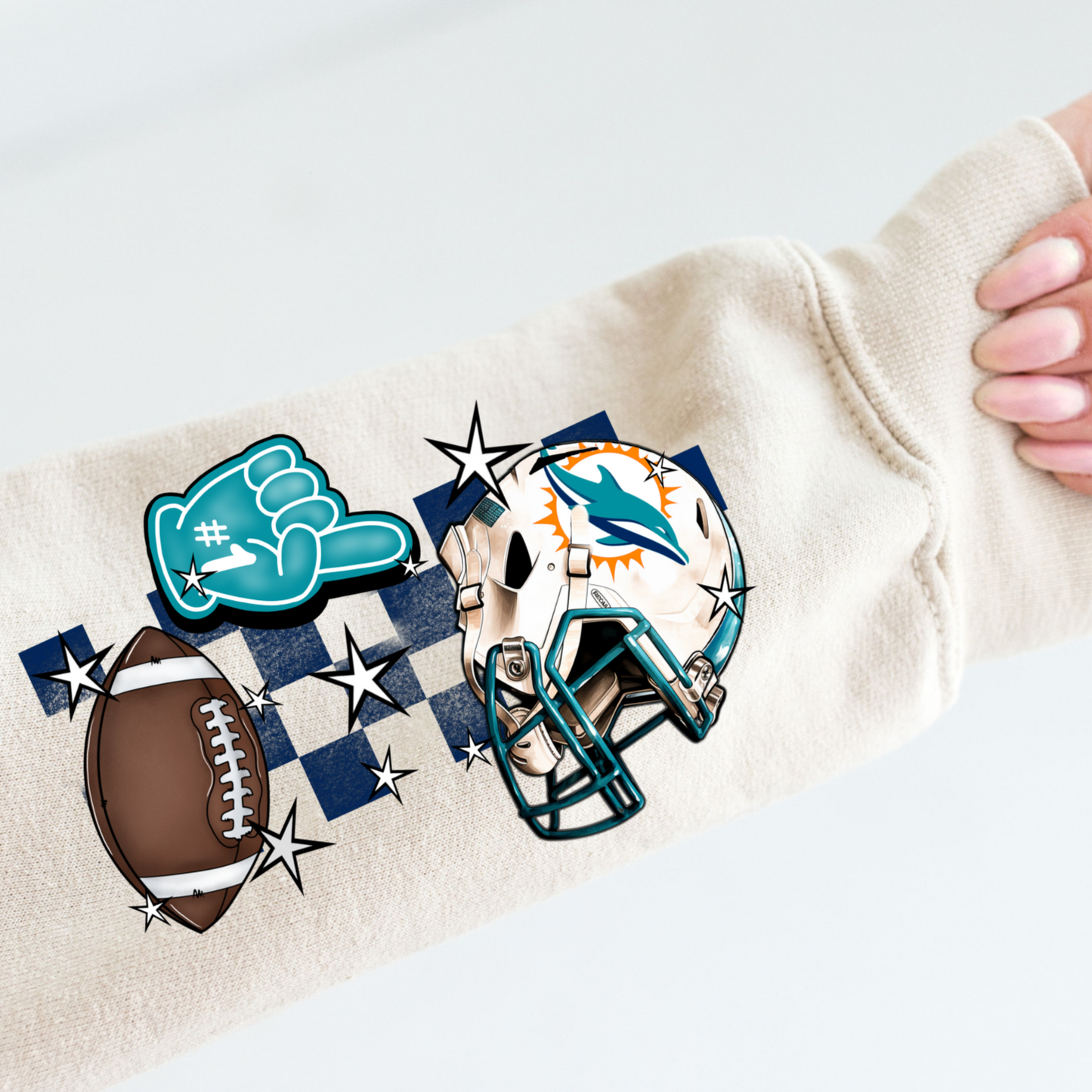 Dolphins Foam Finger SLEEVE- DTF Transfer