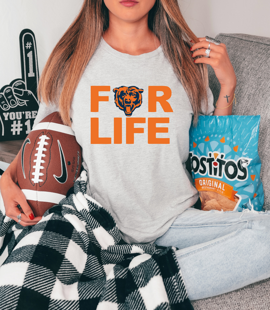 For life with Chicago bears mascot - orange letters