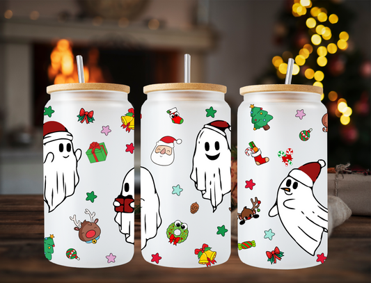 Merry Christmas Santa Hat Ghosties - UV Libby Wrap