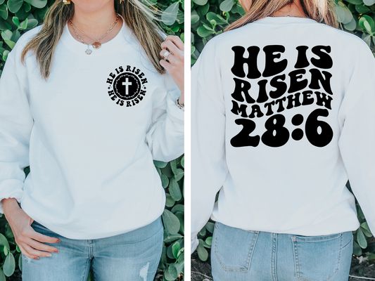 He Is Risen Matthew 28:6 BACK - DTF Transfer