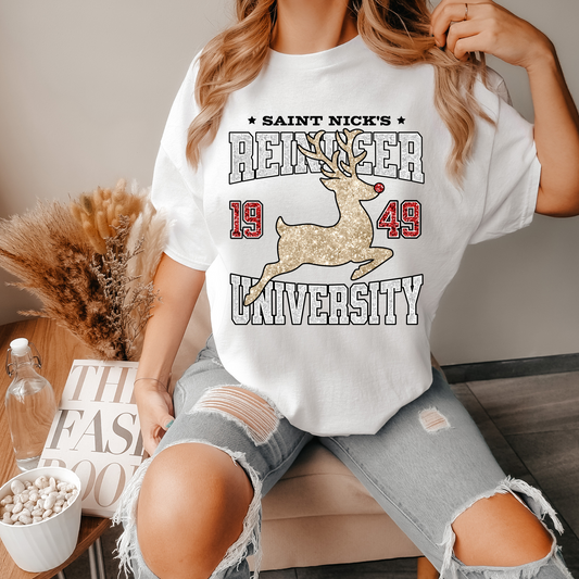 Saint Nicks Reindeer University Faux Sequin