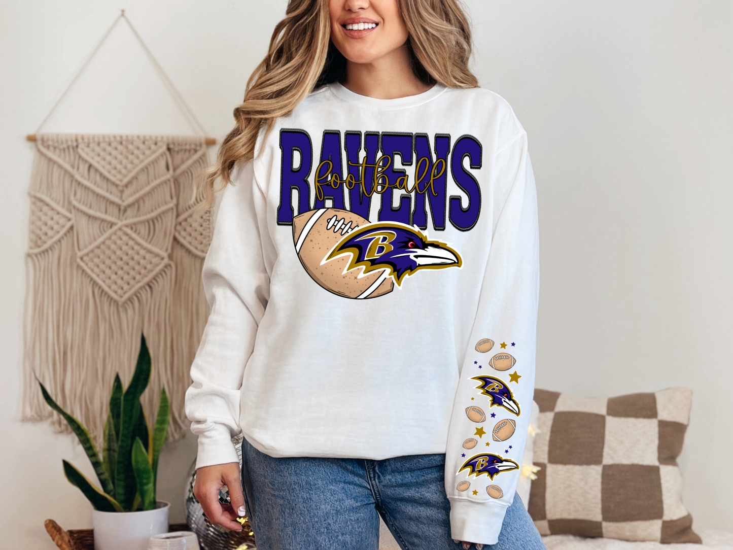 Faux Embroidery Ravens Football -  FRONT