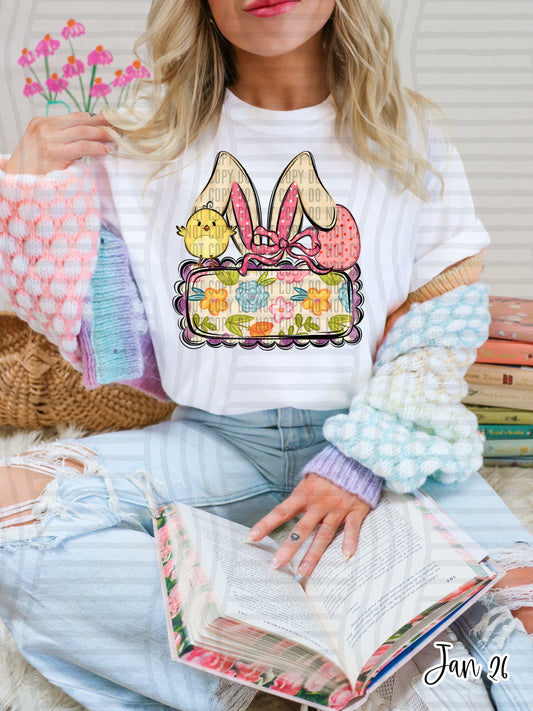 CUSTOM PINK EASTER BUNNY EAR NAME TAG