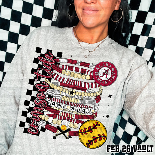 CRIMSON TIDE SOFTBALL GAME DAY BRACELETS