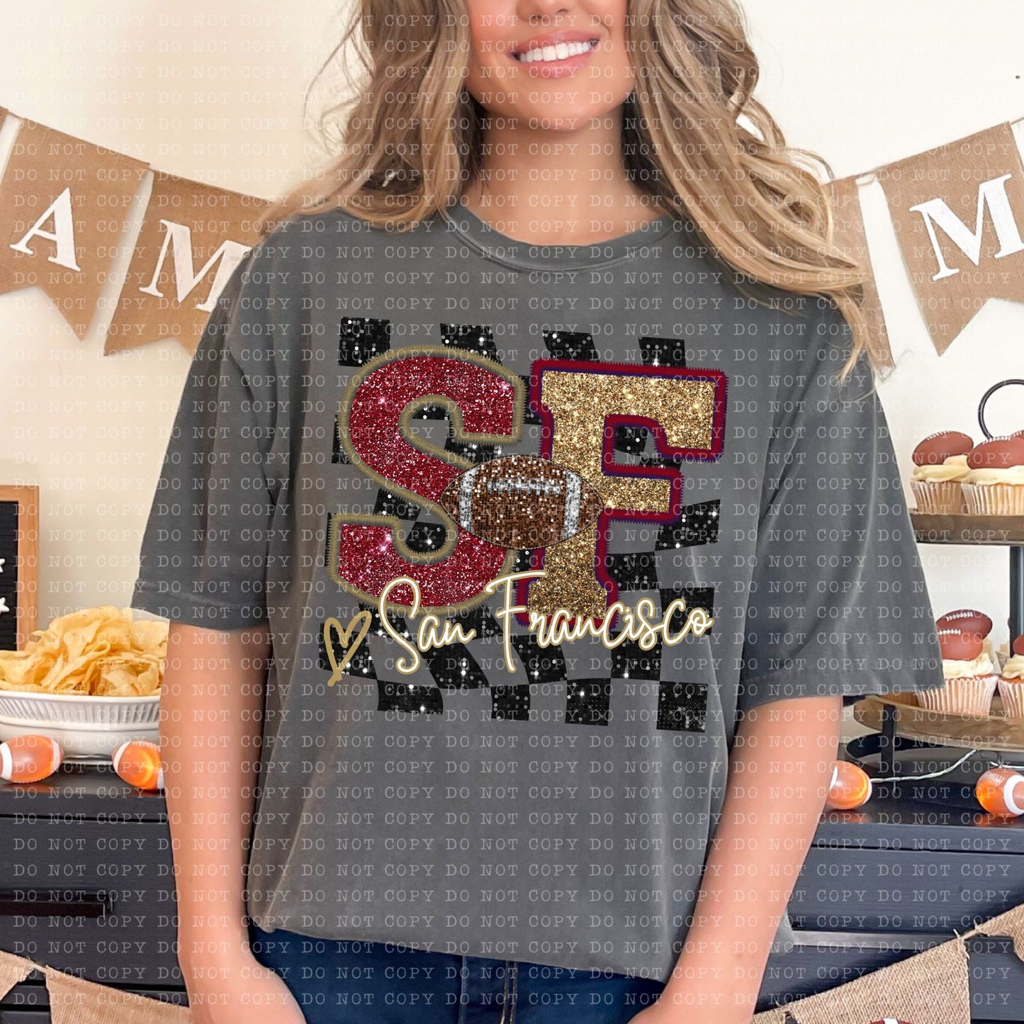 Faux Embroidery Sequin SF checkered