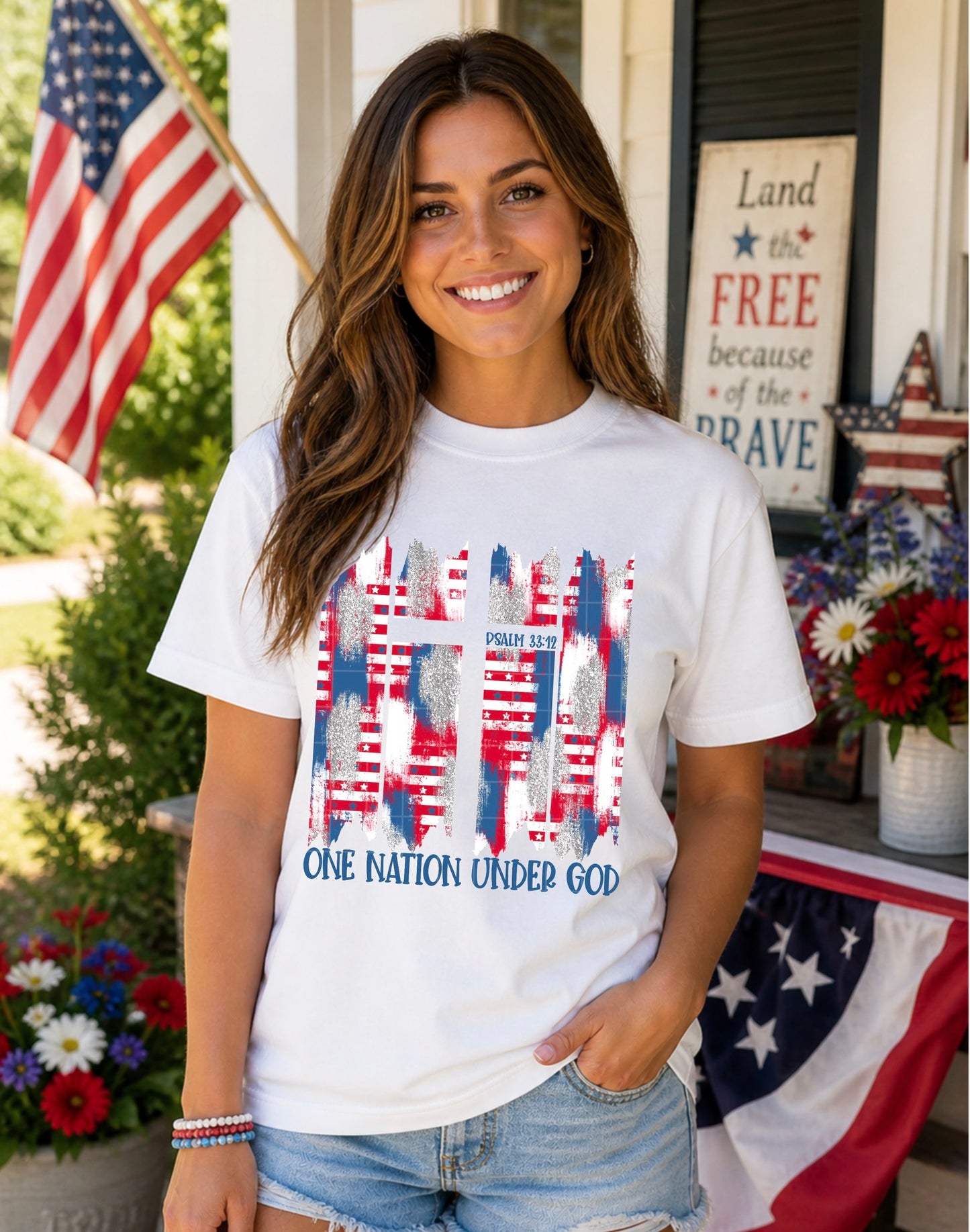 One Nation Under God Cross Brushstroke