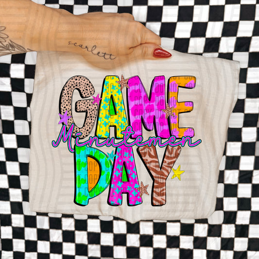 GAME DAY MINUTEMEN COLORFUL CHEETAH ZEBRA STARS