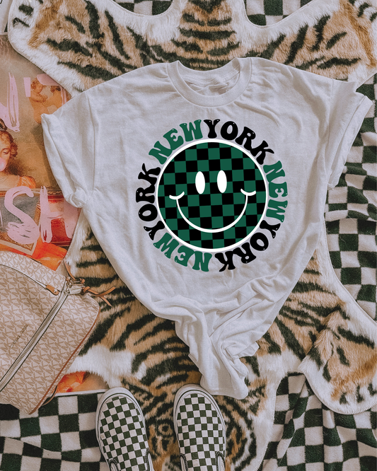 New York Green And Black Smiley Face