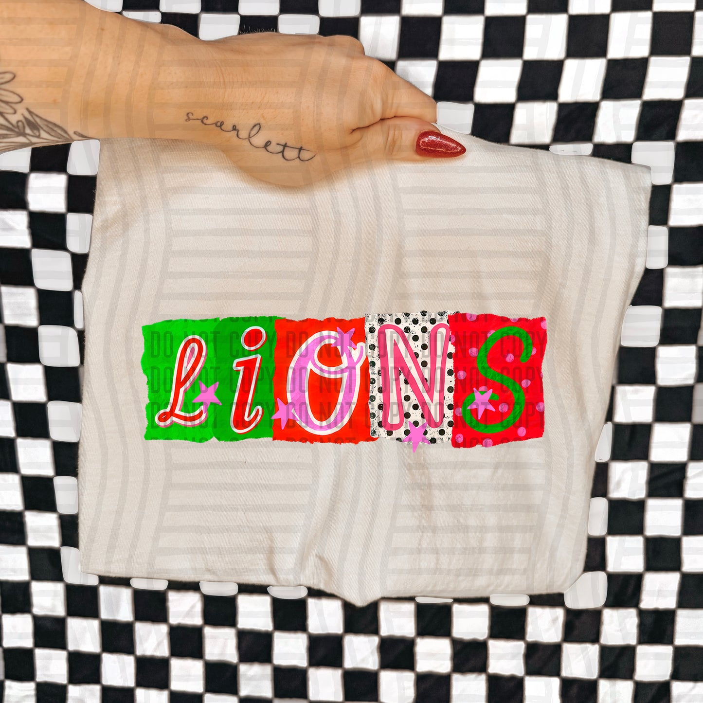 LIONS RED & GREEN CHECKERS
