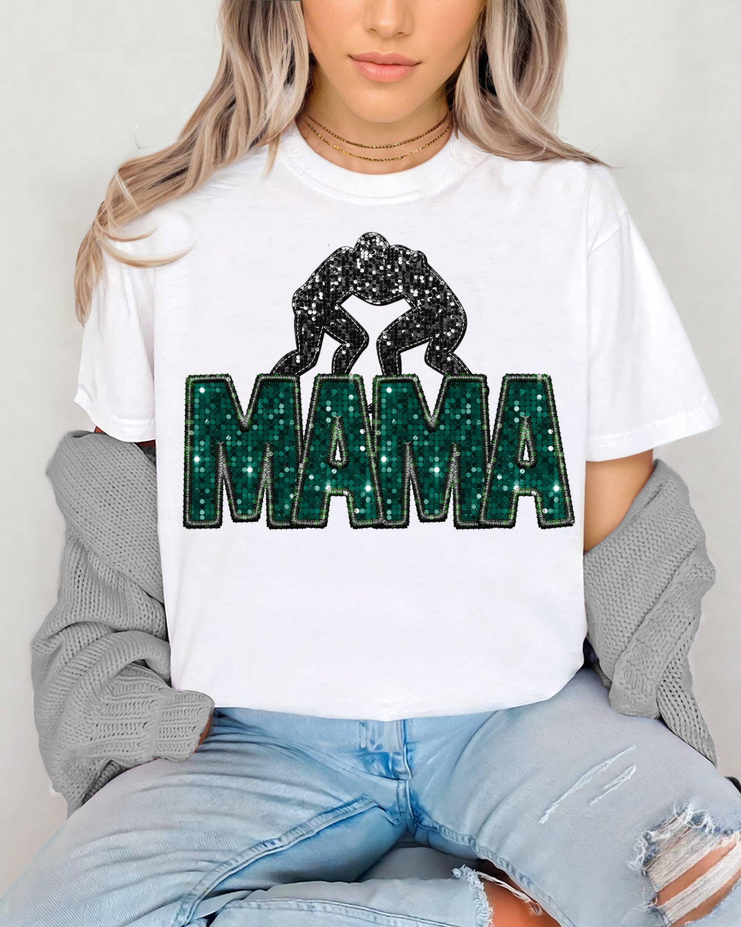 Wrestling Mama Green Glitter