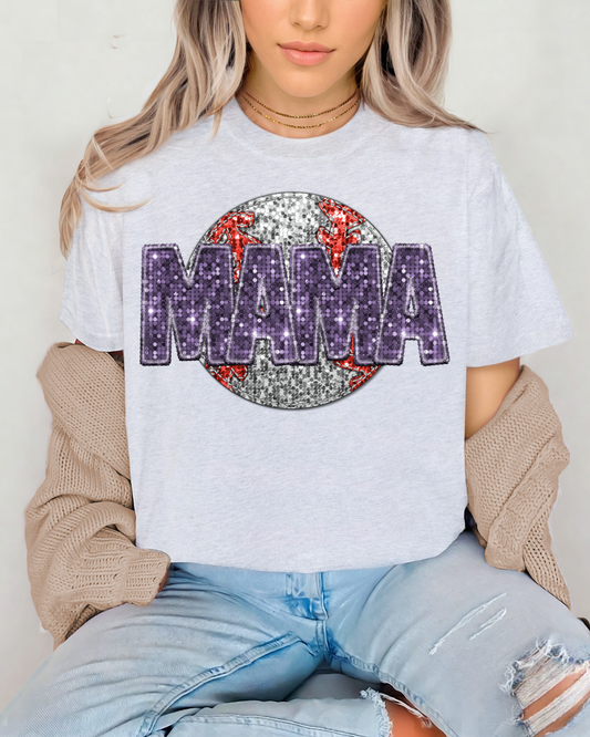 Mama Purple Glitter Baseball