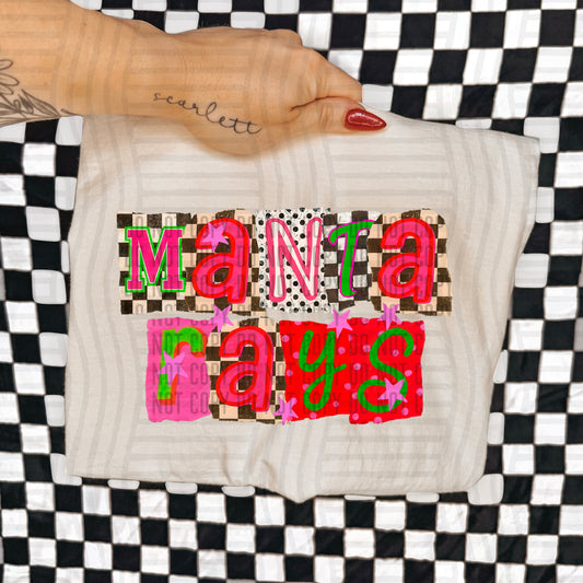 MANTA RAYS RED & GREEN CHECKERS