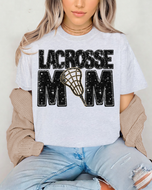 Lacrosse Mom Black Glitter