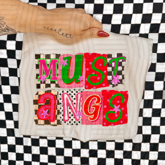MUSTANGS RED & GREEN CHECKERS