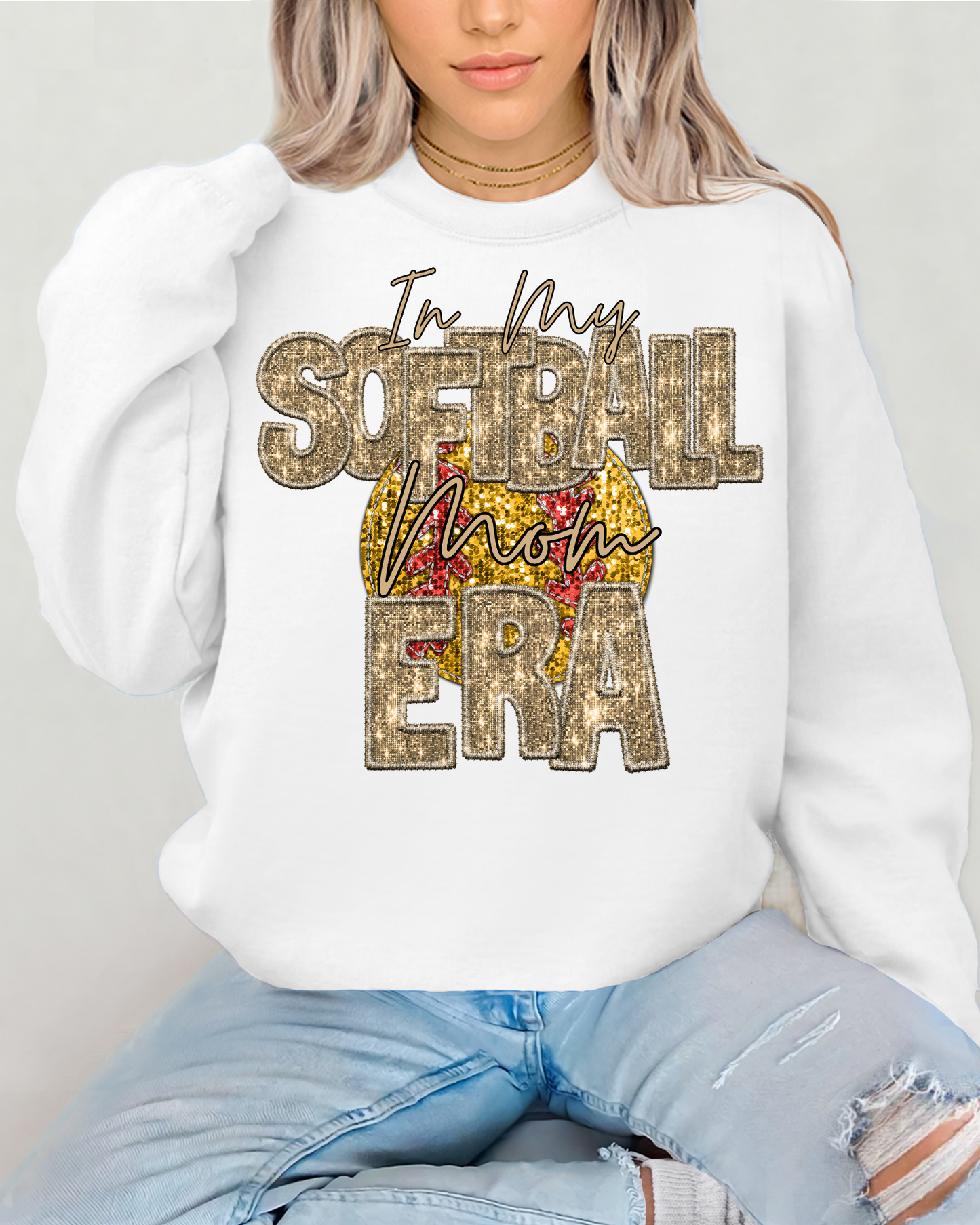 In My Softball Mom Era Gold Glitter