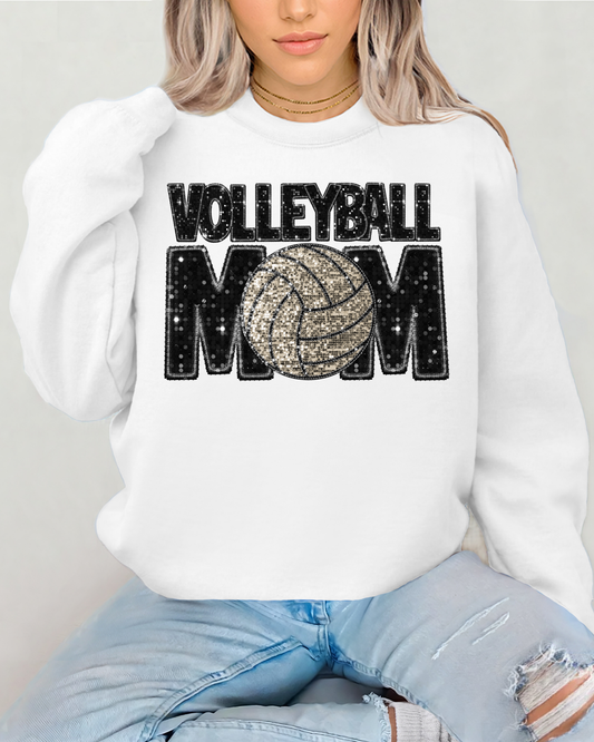 Volleyball Mom Black Glitter