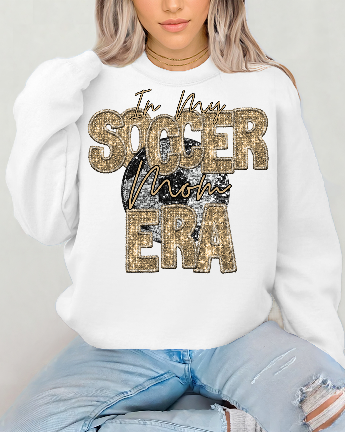 In My Soccer Mom Era Gold Glitter