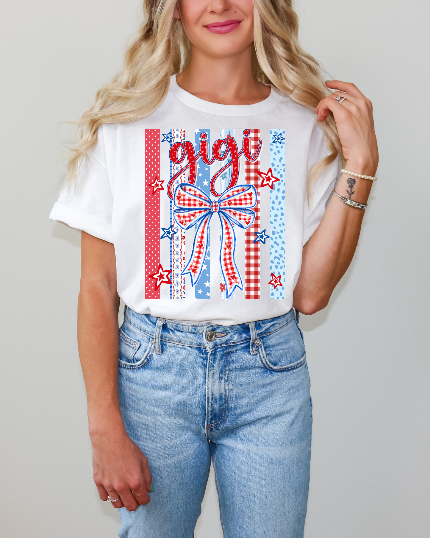 Gigi 4th of July Stripes Bow