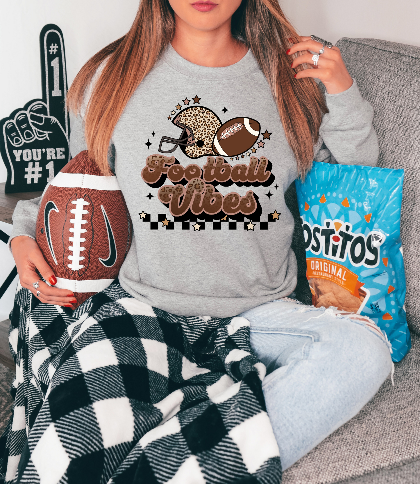 Football vibes- cheetah print and checkered
