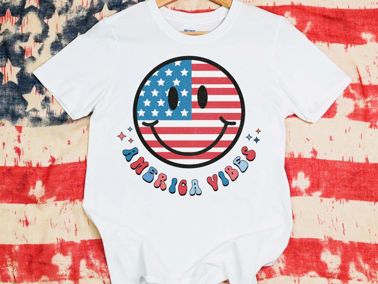 America Vibes Flag Smiley Face