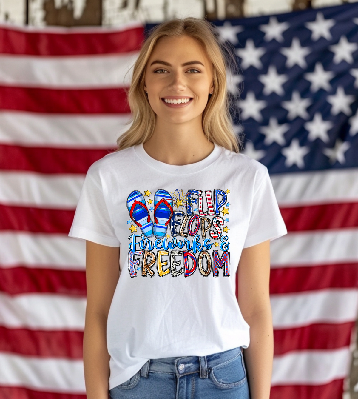 Firecrackers Text Flip Flops Fireworks & Freedom – Earthline Customs