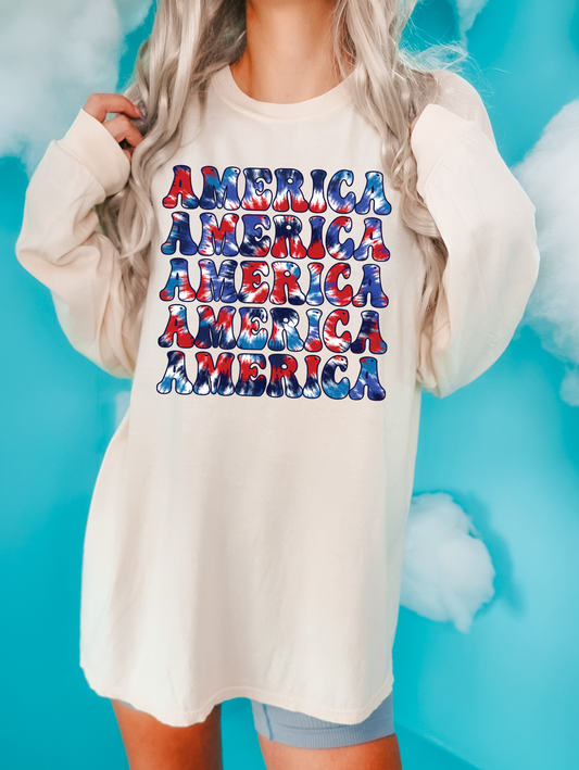 America Red White & Blue Tie Dye Background Repeat