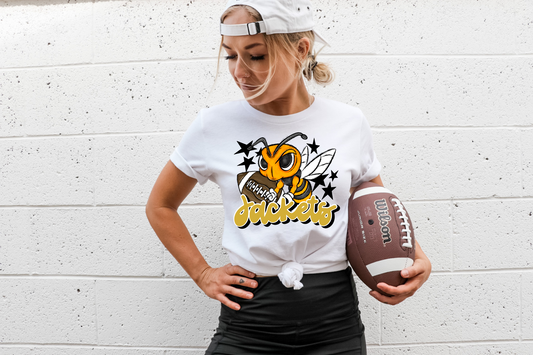 Jackets with mascot- dark yellow letters