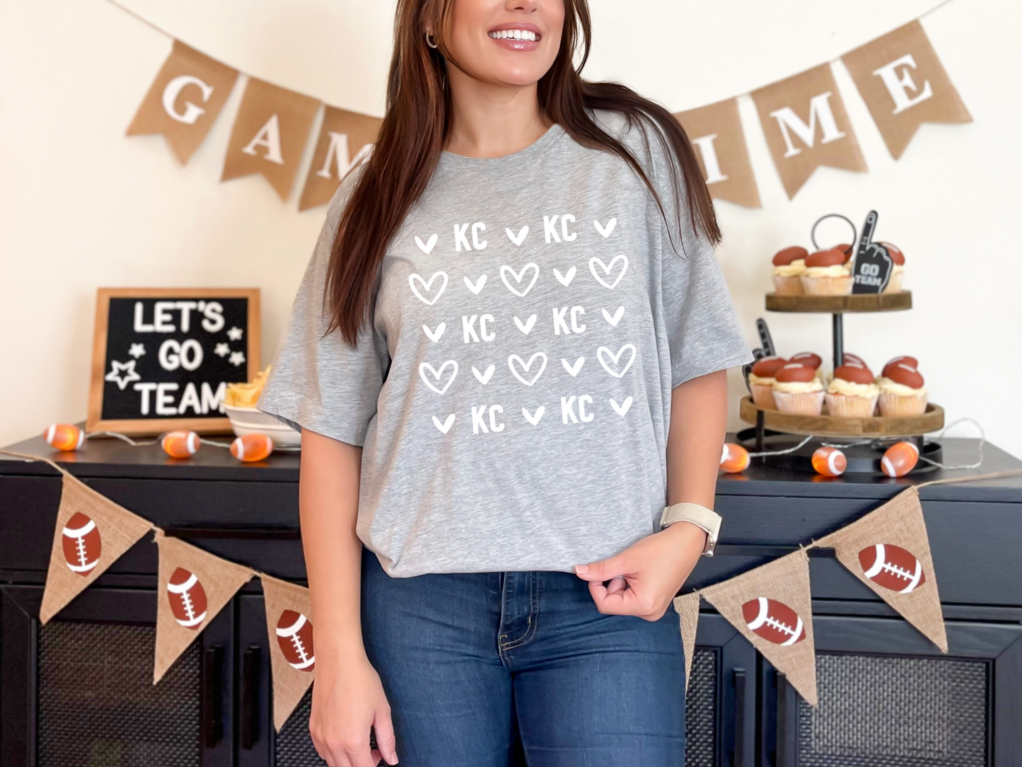 KC KC KC WHITE HEARTS